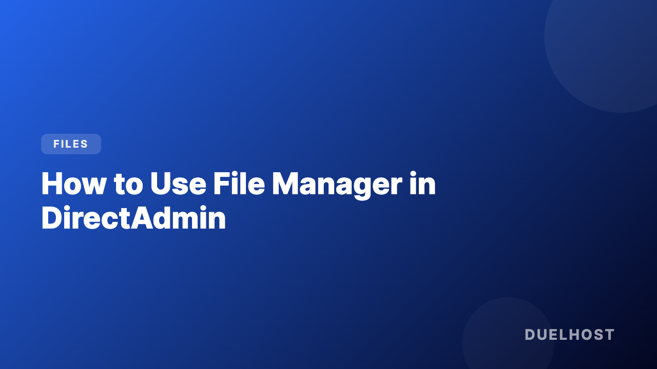 How to use File Manager in DirectAdmin
