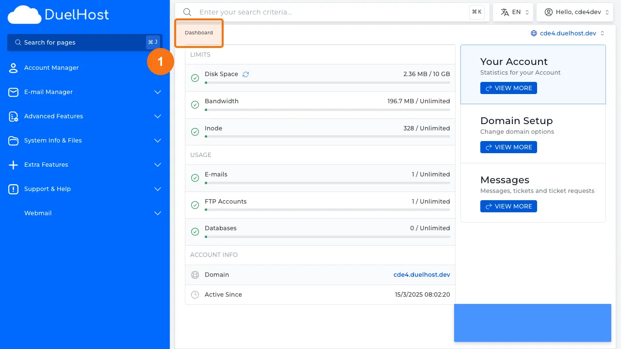 Step 1: Log in to DirectAdmin