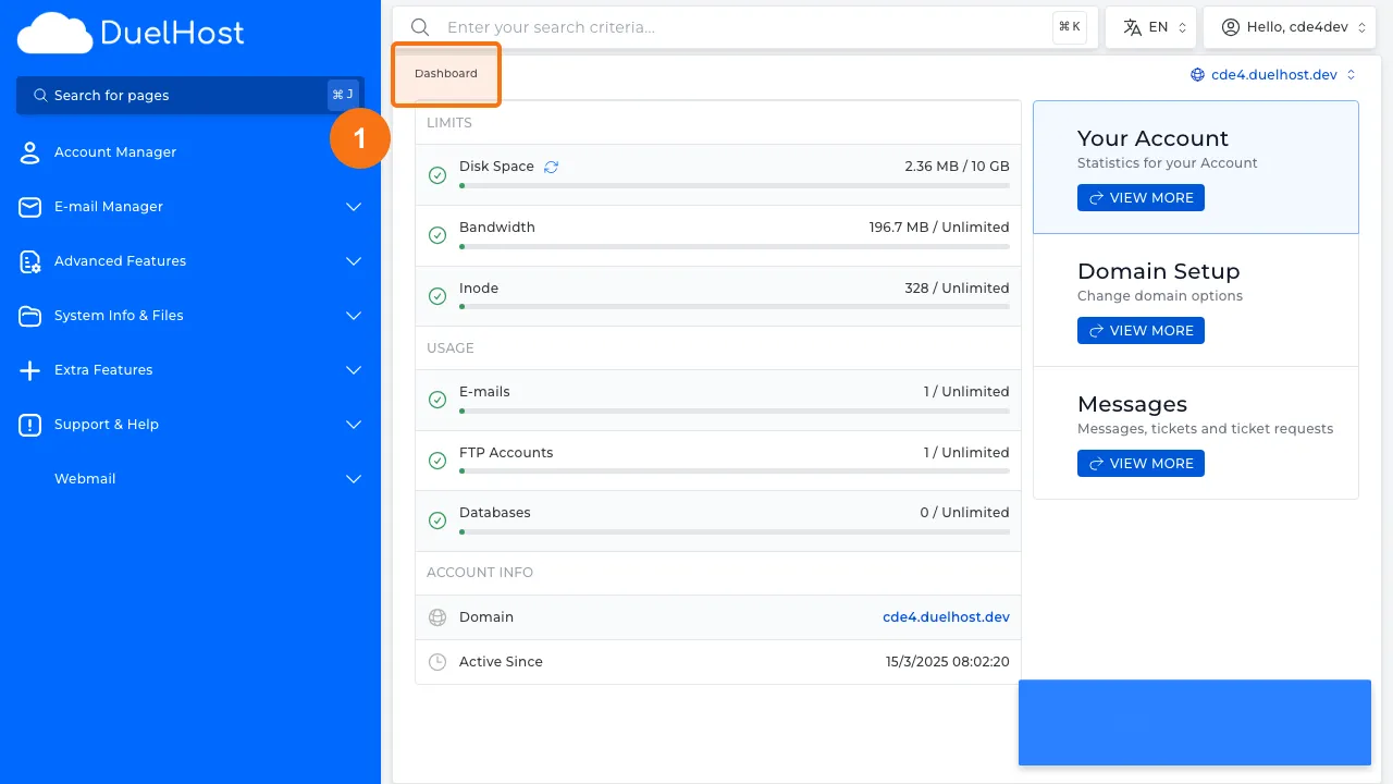 Step 1: Log in to DirectAdmin