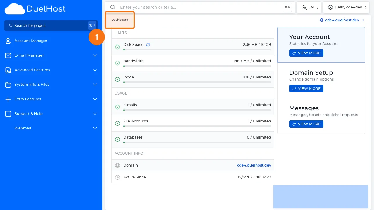 Step 1: Log in to DirectAdmin