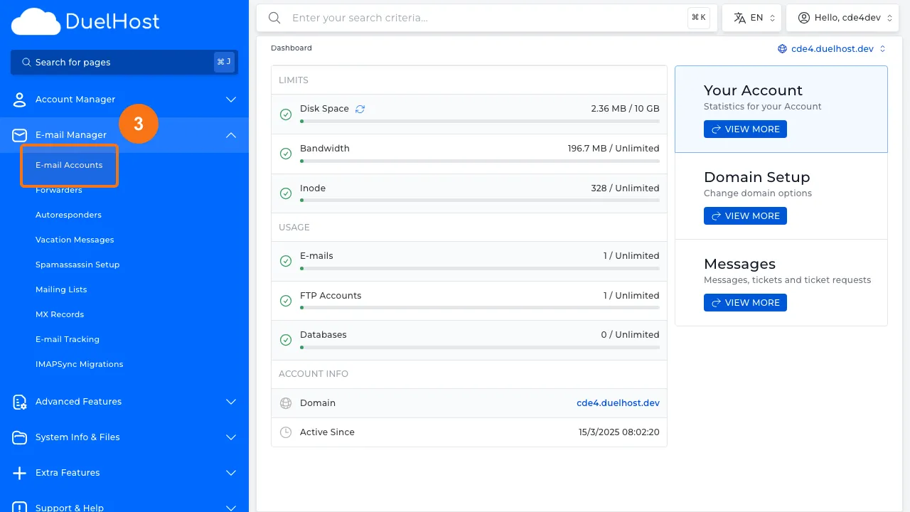 Step 3: Click "E-mail Accounts"
