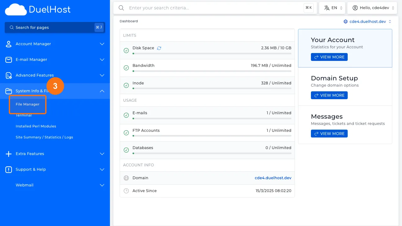 Step 3: Click "File Manager"