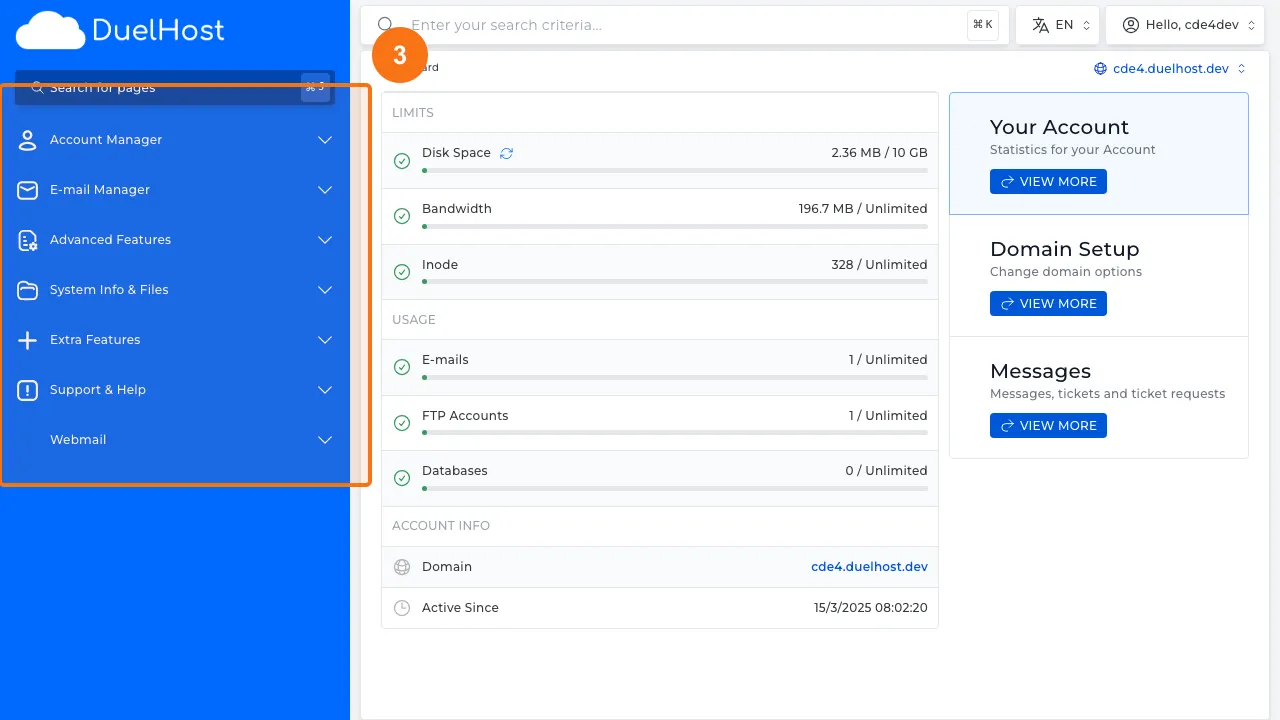 Step 3: View the navigation menu on the left side with all categories