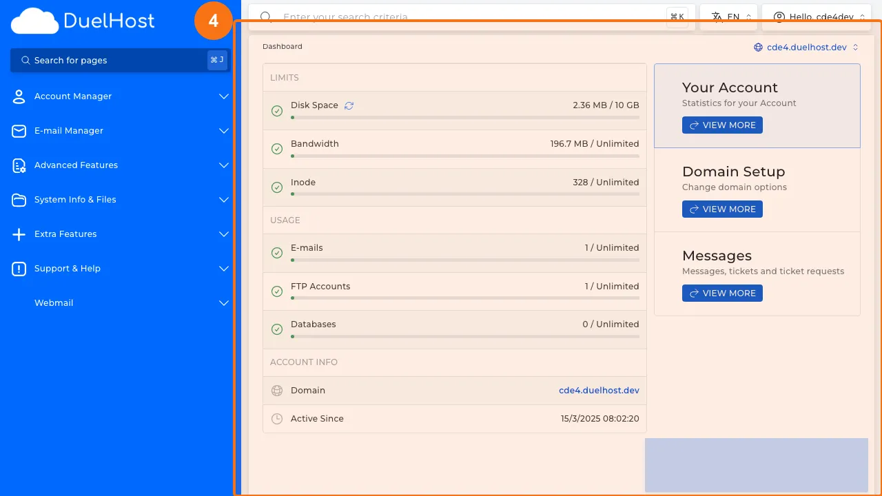 Step 4: Verify that the dashboard is displayed