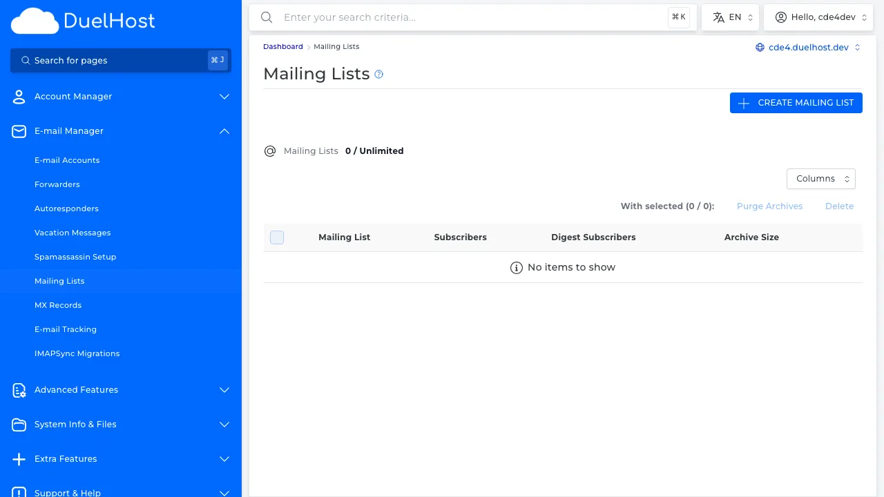 Step 4: View the mailing list overview