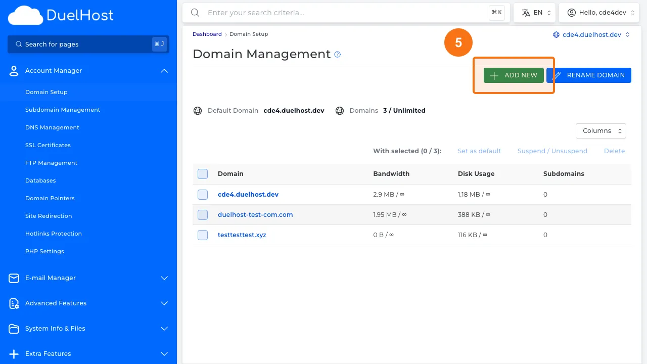 Step 5: Click "ADD NEW" to open the form