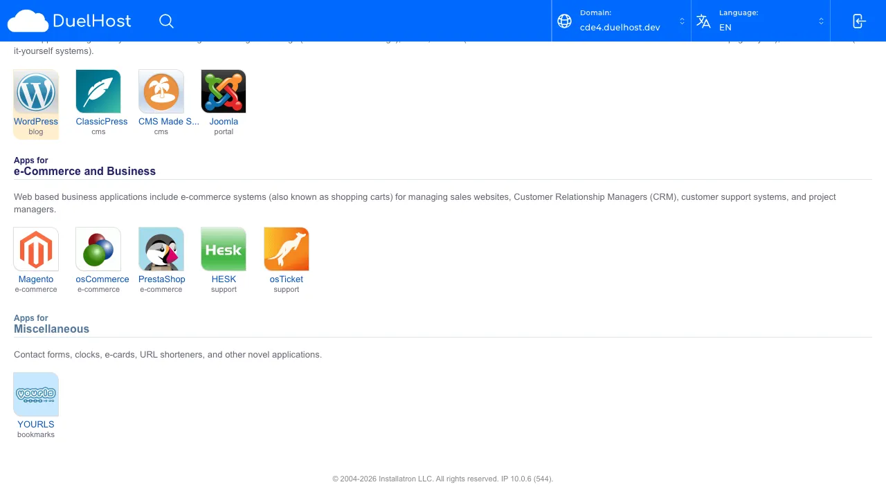 Step 5: Find WordPress in the list — do NOT click Install