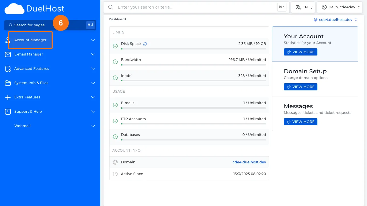 Step 6: Click "Account Manager" in the sidebar
