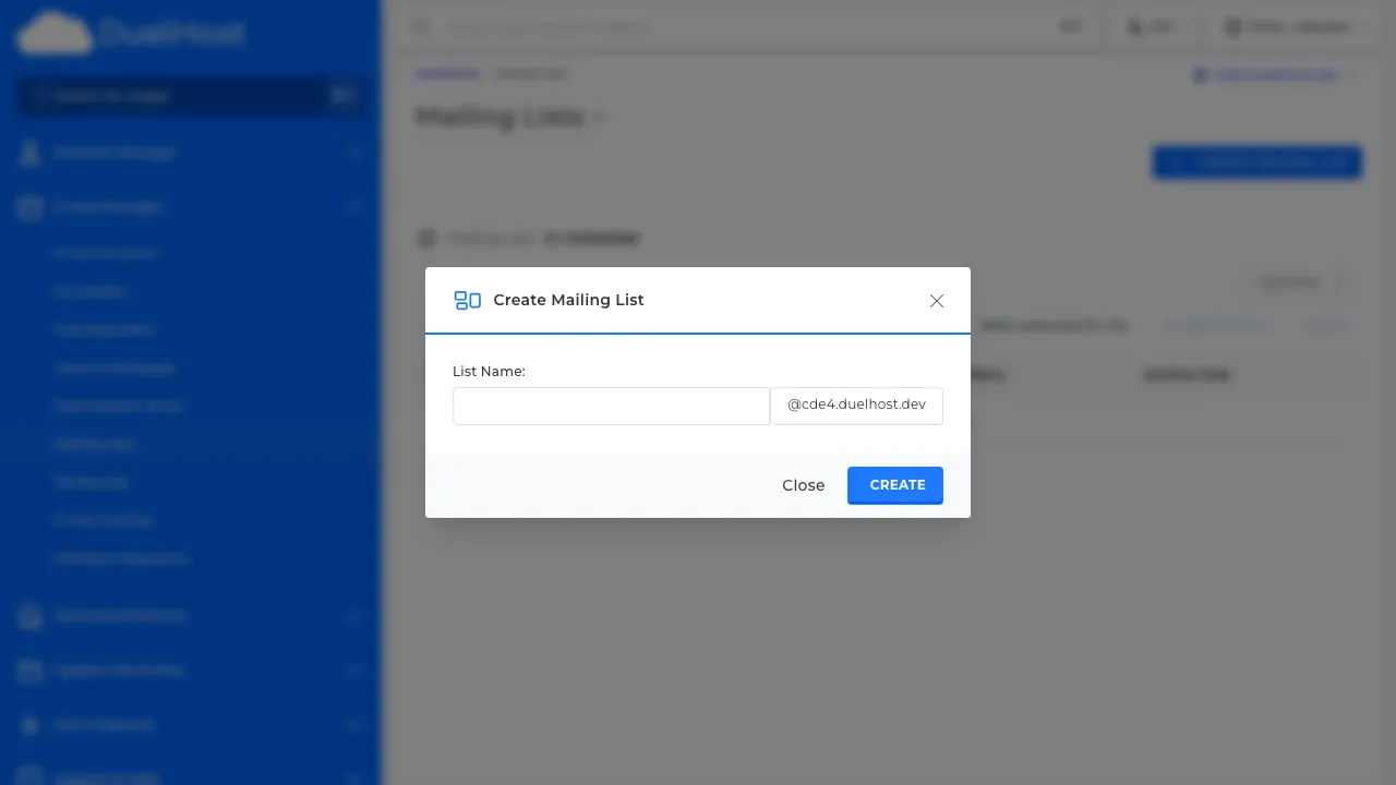Step 6: View the form — enter the list name and admin password, then click 'CREATE' to save